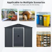 8 x 4 ft Outdoor Metal Storage Shed with Door and Metal Foundation, Storage Hut ideal for Backyard, 93'' L x 51.5'' W x 74.5'' H, Black+White(m-5)