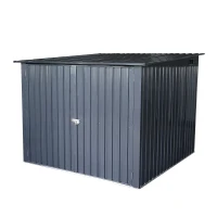 Outdoor Steel Storage Shed for Bicycles with Slope Roof and 4 Bike Tracks, Outbuilding for Garden Hobbyists, 81'' L x 76'' W x 64'' H, Black(m-2)