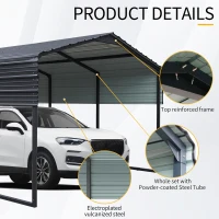 12 x 20 ft Metal Outdoor Garage with Heavy Duty Galvanized Steel, Waterproof Car Shelter for storage, 144" L x 235" W x 103" H, Charcoal(m-6)