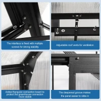 Polycarbonate Walk-in Greenhouse with Galvanized Base and Sliding Door, Heavy Duty Aluminum Hothouse for Plant, 75" L x 122.5" W x 77" H, Black(m-4)