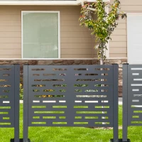 Outdoor Metal Privacy Fence Cover with 3 Concealment Panels, Privacy Shield Perfect for Air Conditioner Units, 46'' L x 22'' W x 35'' H, Charcoal(m-7)