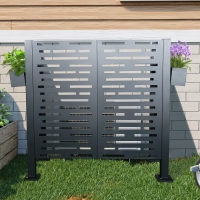 Outdoor Metal Privacy Fence Cover with Galvanized Plate, Privacy Shield Perfect for Air Conditioner Units, 48'' L x 22'' W x 48'' H, Charcoal