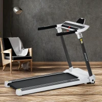 Portable Compact Treadmill with 3.5HP Motor, Bluetooth Speaker, Foldable Running Machine for Home Gym, 61.5" L x 24.5" W x 45.5" H, White(m-9)