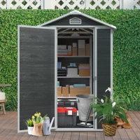 Outdoor Plastic Storage Shed with Floor and Heavy-Duty Resin Panels, Storage Hut with Pad-Lockable Door, 52.5'' L x 76.5'' W x 78.5'' H, Black(m-7)