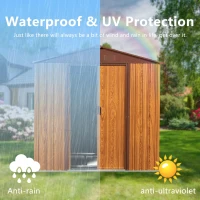 Metal Storage Shed with Sliding Doors and Punched Vents, Outbuilding for Garden Hobbyists, 76.5'' L x 68.5'' W x 72.5'' H, Yellow Brown(m-4)