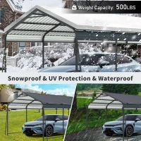 Heavy Duty Outdoor Carport with Galvanized Steel Roof, Large Garage Perfect for Cars and Trucks, 156'' L x 317'' W x 107.5'' H, Charcoal(m-6)