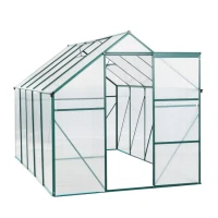 Polycarbonate Walk-in Greenhouse with Sliding Door and Adjustable Roof, Hothouse with Duty Aluminum Frame, 75'' L x 122.5'' W x 77'' H, Green(m-2)