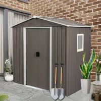 6 x 5 ft Outdoor Metal Storage Shed with Galvanized Steel Panels and Doors, Storage Hut ideal for Backyard, 76.5'' L x 51.5'' W x 72.5'' H, Gray(m-9)