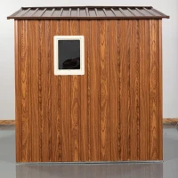 6 x 6 ft Outdoor Metal Storage Shed with Sliding Doors, Storage Hut with Galvanized Steel Construction, 72.5'' L x 64'' W x 72.5'' H, Coffee(m-11)