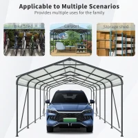 Heavy Duty Carport with Galvanized Steel Roof and Frame, Large Garage Ideal for Cars and Trucks, 144'' L x 379.5'' W x 105.5'' H, Charcoal(m-4)