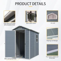 Resin Outdoor Storage Shed Kit with Pad-Lockable Door and Air Vents, Outbuilding for Garden Hobbyists, 52.5'' L x 76.5'' W x 78.5'' H, Grey(m-6)