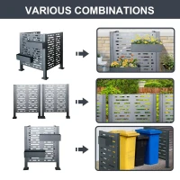 Outdoor Metal Privacy Fence Cover with Galvanized Plate, Privacy Shield Perfect for Air Conditioner Units, 36'' L x 36'' W x 44.5'' H, Charcoal(m-5)