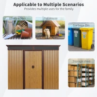 8 x 6 ft Outdoor Metal Storage Shed with Galvanized Steel Panels and Sliding Doors, Outbuilding for Backyard, 94" L x 68.5" W x 77" H, Coffee(m-5)