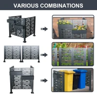 Metal Air Conditioner Privacy Fence Cover with Flower Boxes, Privacy Shield Perfect for Air Conditioner Units, 42'' L x 42'' W x 45'' H, Charcoal(m-5)