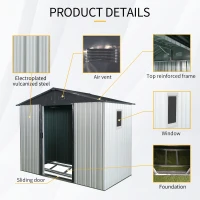 8 x 4 ft Outdoor Metal Storage Shed with Window, Lockable Door, Outbuilding for Garden Hobbyists, 93" L x 52" W x 75" H, White+Black(m-5)