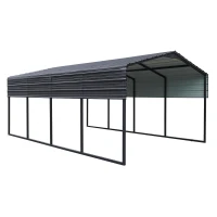 12 x 20 ft Metal Outdoor Garage with Heavy Duty Galvanized Steel, Waterproof Car Shelter for storage, 144" L x 235" W x 103" H, Charcoal(m-2)