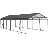 Heavy Duty Carport with Galvanized Steel Roof and Frame, Large Garage Ideal for Cars and Trucks, 144'' L x 379.5'' W x 105.5'' H, Charcoal(m-2)