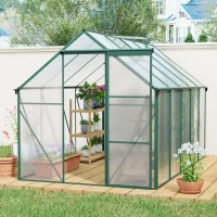Polycarbonate Walk-in Greenhouse with Sliding Door and Adjustable Roof, Hothouse with Duty Aluminum Frame, 75'' L x 122.5'' W x 77'' H, Green(m-1)