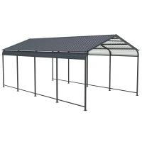 12 × 21 ft Heavy Duty Carport with Galvanized Steel Roof and Frame, Metal Garage Ideal for Driveway, 144'' L x 254'' W x 105.5'' H, Charcoal(m-2)