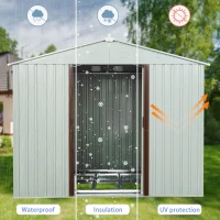 Outdoor Metal Storage Shed with Metal Foundation and Robust Construction, Storage Hut ideal for Backyard, 93'' L x 51.5'' W x 75'' H, White(m-4)