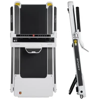 Portable Compact Treadmill with 3.5HP Motor, Bluetooth Speaker, Foldable Running Machine for Home Gym, 61.5" L x 24.5" W x 45.5" H, White(m-13)