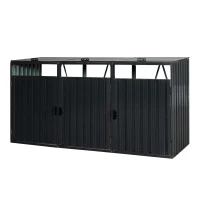 Metal Garbage Bin Shed with Ventilated and Lockable Design, Trash Can Shed Ideal for Outdoor Storage, 94.5'' L x 31.5'' W x 48'' H, Black(m-2)