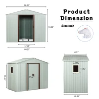 Outdoor Metal Storage Shed with Metal Foundation and Robust Construction, Storage Hut ideal for Backyard, 93'' L x 51.5'' W x 75'' H, White(m-3)