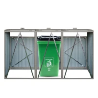 Metal Garbage Bin Shed with Doors and Lockable Handles, Trash Can Shed Perfect for Outdoor Storage, 94.5'' L x 31.5'' W x 48'' H, Grey(m-9)