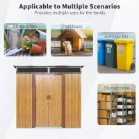 6 x 5 ft Outdoor Metal Storage Shed with Transparent Plate, Galvanized Steel Storage Hut for All-Weather Use, 77'' L x 59.5'' W x 71'' H, Coffee(m-4)