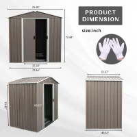Outdoor Metal Storage Shed with Sliding Doors, Punched Vents, Galvanized Iron Frame, Outbuilding for Backyard, 72.5" L x 47" W x 72.5" H, Grey(m-3)