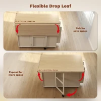 HOMCOM Kitchen Island Cart, Rolling Kitchen Island Table with Drop Leaf, Drawer, Spice and Towel Rack, White(m-5)