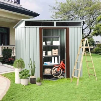 6 x 5 ft Outdoor Metal Storage Shed with Galvanized Steel, Sliding Doors and Padlock, Outbuilding for Backyard, 72.5" L x 55" W x 71" H, White(m-9)