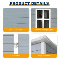 Resin Outdoor Storage Shed with Lockable Double Doors and Reinforced Floor, Durable Outbuilding for Backyard, 62" L x 38" W x 73" H, Grey(m-7)