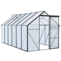 Polycarbonate Walk-in Greenhouse with Sliding Door and Adjustable Roof, Heavy Duty Aluminum Hothouse for Plant, 75" L x 146" W x 77" H, Black(m-2)