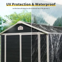 Resin Outdoor Storage Shed Kit with Pad-Lockable Double Doors, Storage Hut with Heavy-Duty Construction, 75'' L x 95.5'' W x 82.5'' H, Black(m-4)