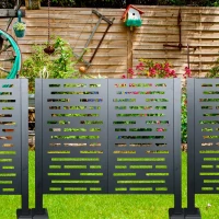 Metal Air Conditioner Privacy Fence Cover with Flower Boxes, Privacy Shield Perfect for Air Conditioner Units, 42'' L x 42'' W x 45'' H, Charcoal(m-7)