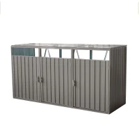 Metal Garbage Bin Shed with Doors and Lockable Handles, Trash Can Shed Perfect for Outdoor Storage, 94.5'' L x 31.5'' W x 48'' H, Grey(m-2)