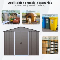 8 x 4 ft Outdoor Metal Storage Shed with Pad-lockable Sliding Doors, Storage Hut with Galvanized Steel Panels, 93'' L x 51.5'' W x 75'' H, Gray(m-4)