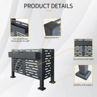 Outdoor Metal Privacy Fence Cover with 3 Concealment Panels, Privacy Shield Perfect for Air Conditioner Units, 46'' L x 22'' W x 35'' H, Charcoal(m-4)