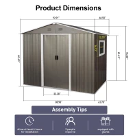 Outdoor Metal Storage Shed with Robust Construction and Sliding Doors, Outbuilding for Garden Hobbyists, 93'' L x 68.5'' W x 75'' H, Grey(m-3)