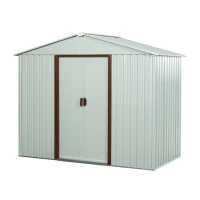 6 x 5 ft Outdoor Metal Storage Shed with Sliding Doors, Galvanized Steel, Outbuilding for Garden Hobbyists, 72.5" L x 47" W x 72.5" H, White(m-2)