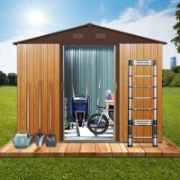 8 x 6 ft Outdoor Metal Storage Shed with Galvanized Steel Panels and Sliding Doors, Outbuilding for Backyard, 89" L x 64" W x 75" H, Coffee(m-1)