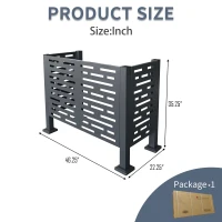 Outdoor Metal Privacy Fence Cover with 3 Concealment Panels, Privacy Shield Perfect for Air Conditioner Units, 46'' L x 22'' W x 35'' H, Charcoal(m-3)