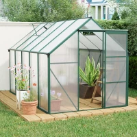 Polycarbonate Walk-in Greenhouse with Sliding Door and Adjustable Roof, Hothouse with Duty Aluminum Frame, 75'' L x 122.5'' W x 77'' H, Green(m-8)