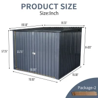 Outdoor Steel Storage Shed for Bicycles with Slope Roof and 4 Bike Tracks, Outbuilding for Garden Hobbyists, 81'' L x 76'' W x 64'' H, Black(m-3)