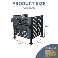 Metal Air Conditioner Privacy Fence Cover with Flower Boxes, Privacy Shield Perfect for Air Conditioner Units, 42'' L x 42'' W x 45'' H, Charcoal(m-3)