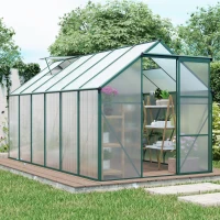 Polycarbonate Walk-in Greenhouse with Sliding Door and Adjustable Roof, Hothouse with Duty Aluminum Frame, 75'' L x 146'' W x 77'' H, Green(m-1)