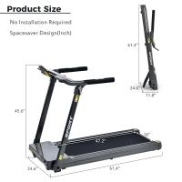 Folding Electric Treadmill with 3.5HP Motor, Multifunctional LED Display, Running Machine for Compact Room, 61.5" L x 24.5" W x 45.5" H, Grey(m-3)