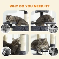 PawHut 79" Scratching Kitten Tree Condo Kitten Scratch Activity Center Toys Dark Grey(m-6)