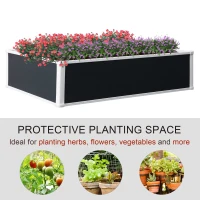Outsunny 47" x 35" x 12" Raised Garden Bed, Planter Box, Above Ground Garden for Flowers, Herb, Vegetables, Dark Grey(m-5)